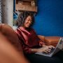 Woman relaxing in her living room