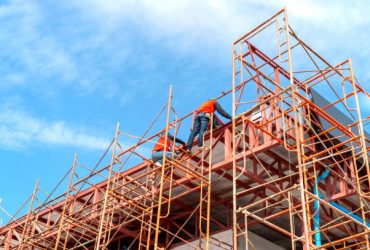 building construction site with soft-focus and over light in the background