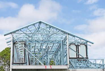 Steel framed house during the construction phase